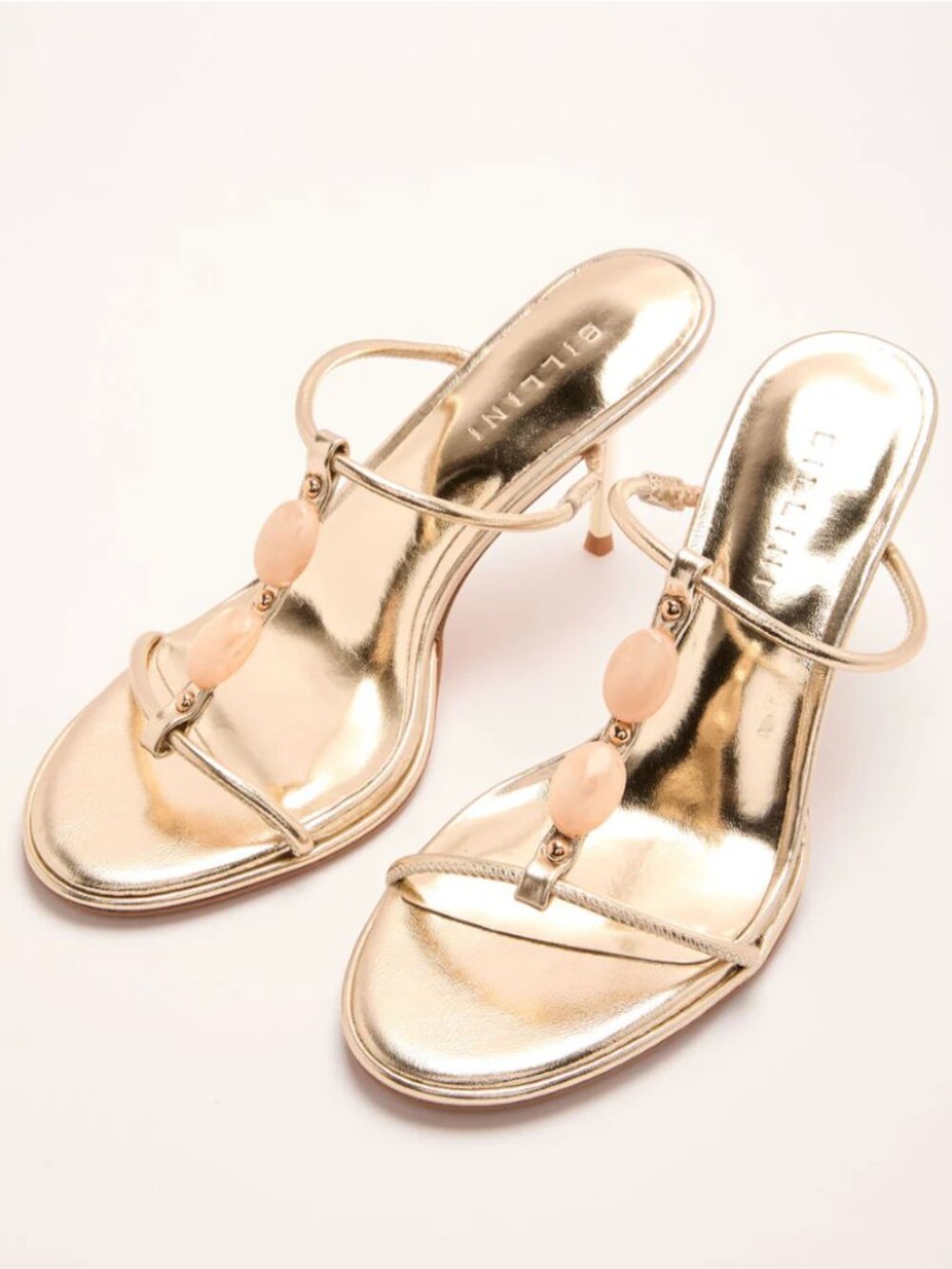 Vici Gold Metallic Beaded Slide Sandals